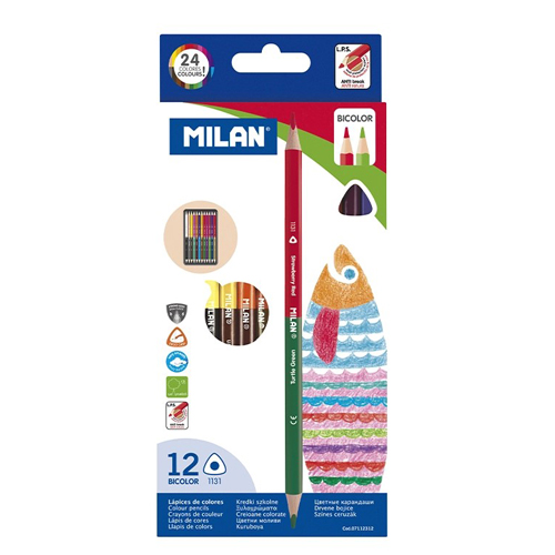 regalo Caja de 12 lápices bicolor MILAN